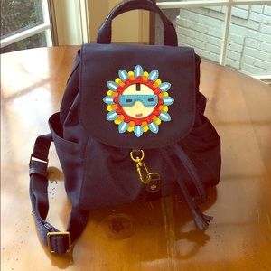 Tory Burch blue fabric mini back pack with sun